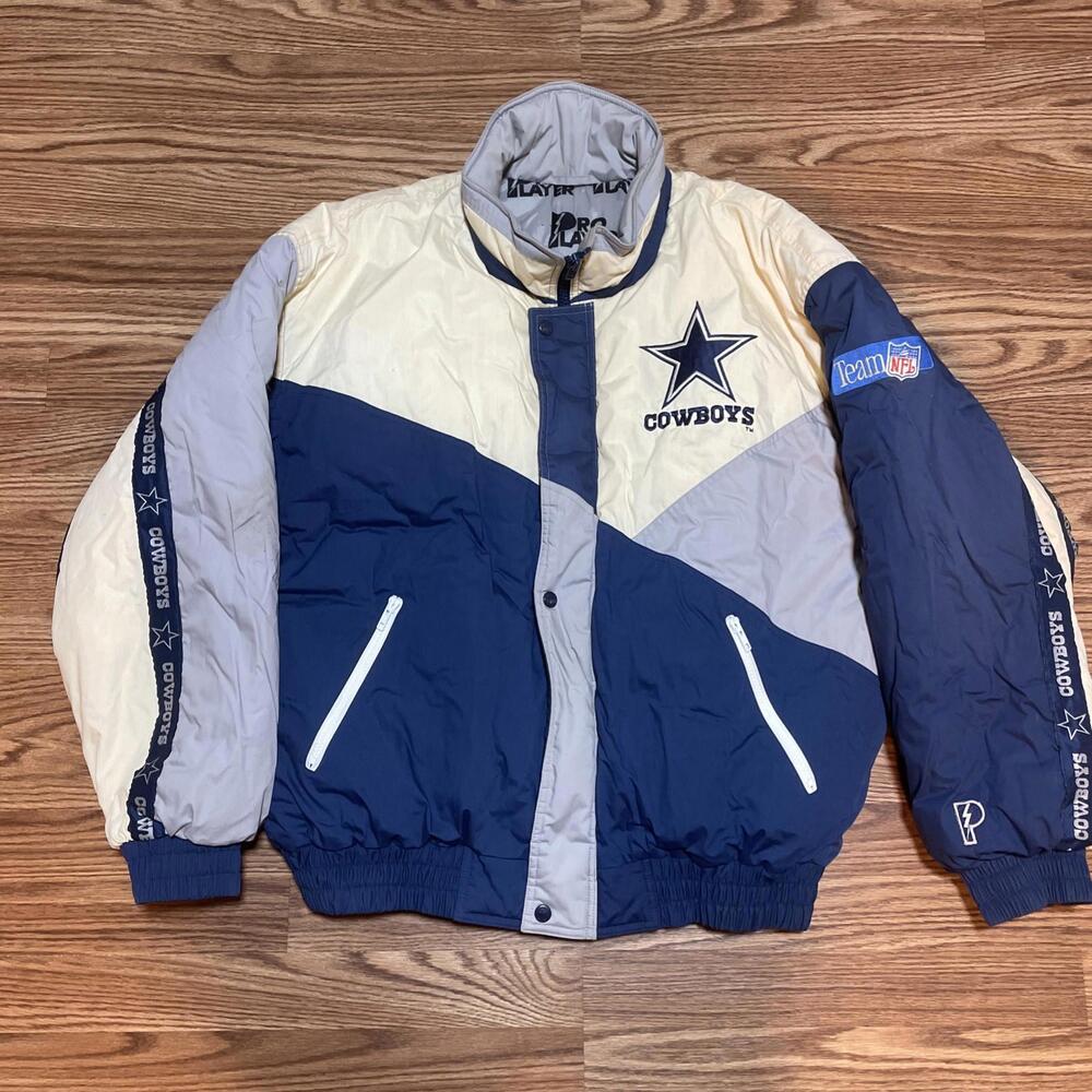 VINTAGE PRO PLAYER DALLAS COWBOYS JACKET SIZE XL MENS PUFFER BOMBER DANIEL YOUNG
